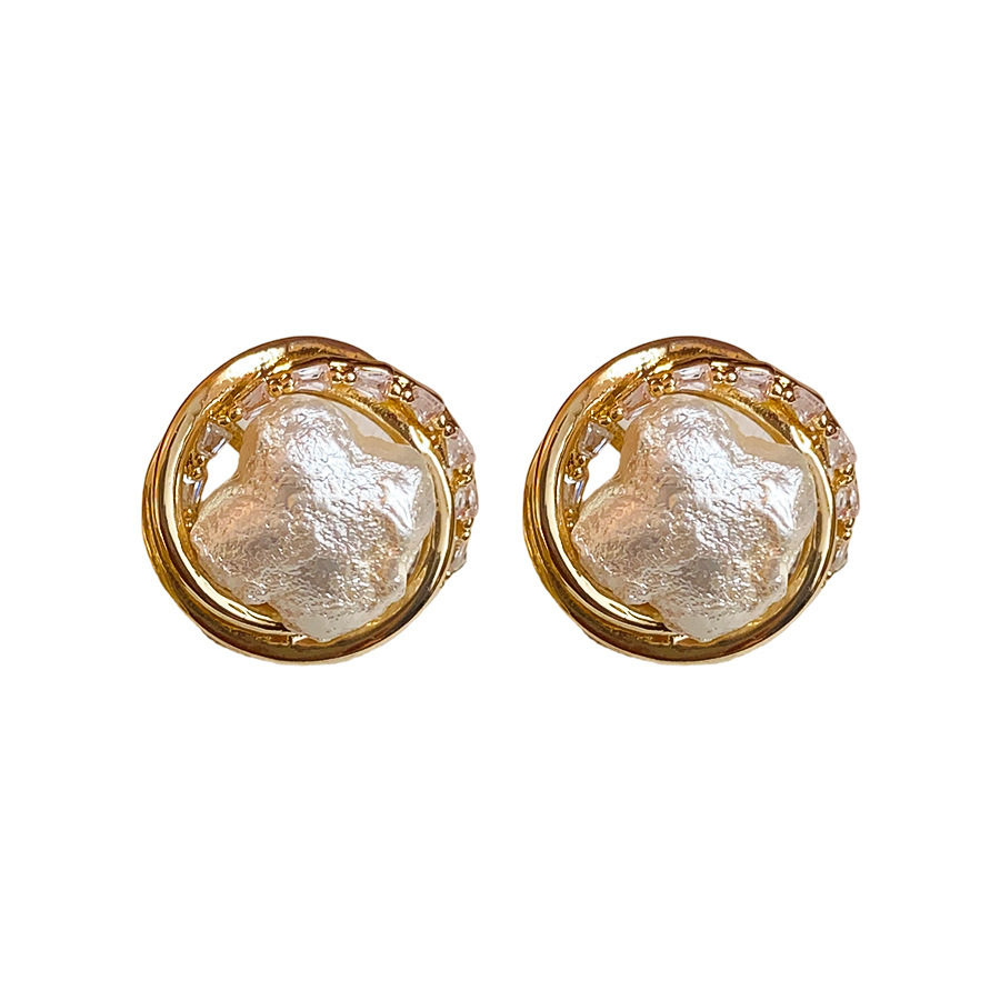 Silver Pin Zircon Cotton Bead Earrings Jewelry Accessories