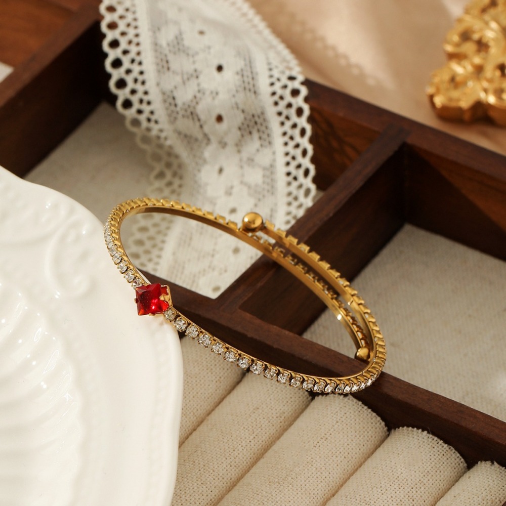 Adjustable Double Layer Titanium Steel Bracelet Full Diamond Stainless Steel Ring Vintage Diamond Jewelry Accessories