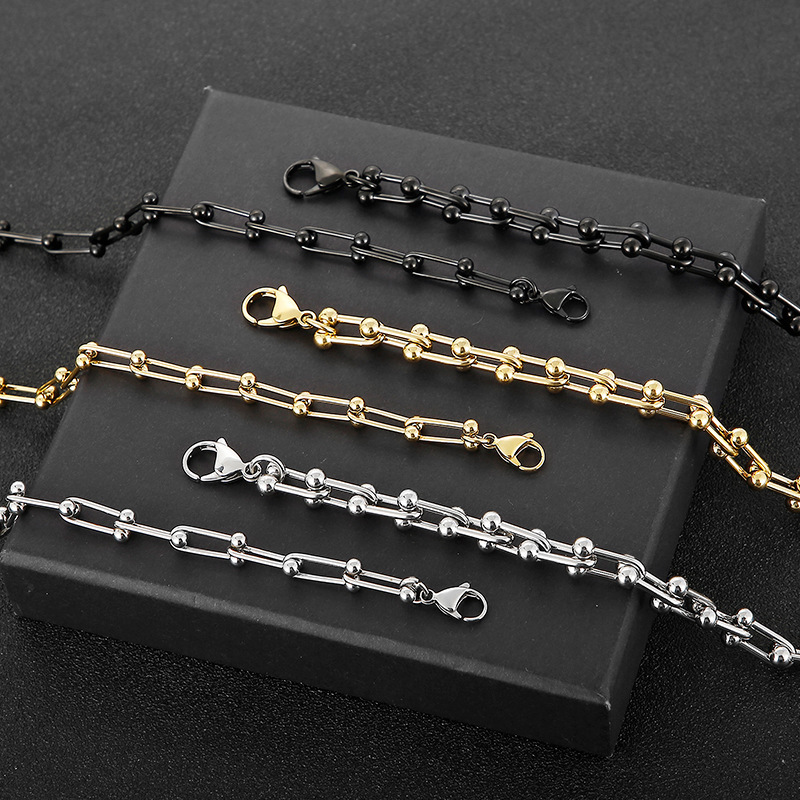 Fashion U Shape Titanium Steel Bracelets Plating Stainless Steel Bracelets