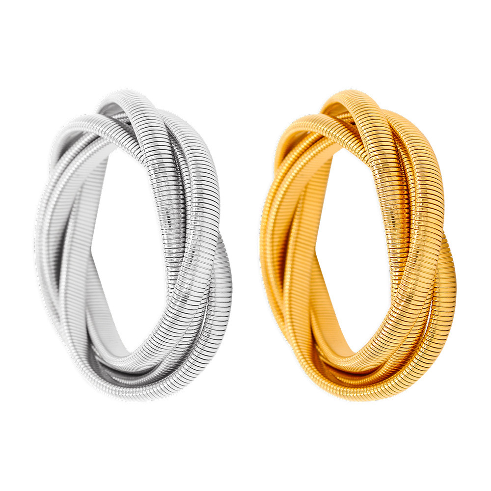 Classic Style Round Solid Color Stainless Steel Plating Bangle