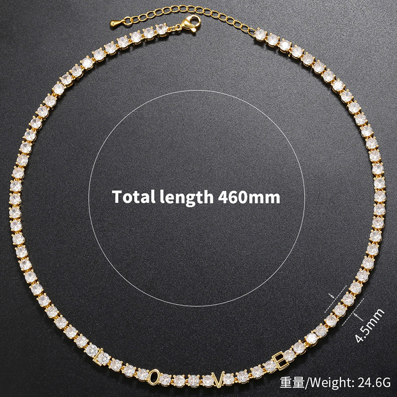 Luxurious Letter Copper Plating Zircon Women's Bracelets Necklace