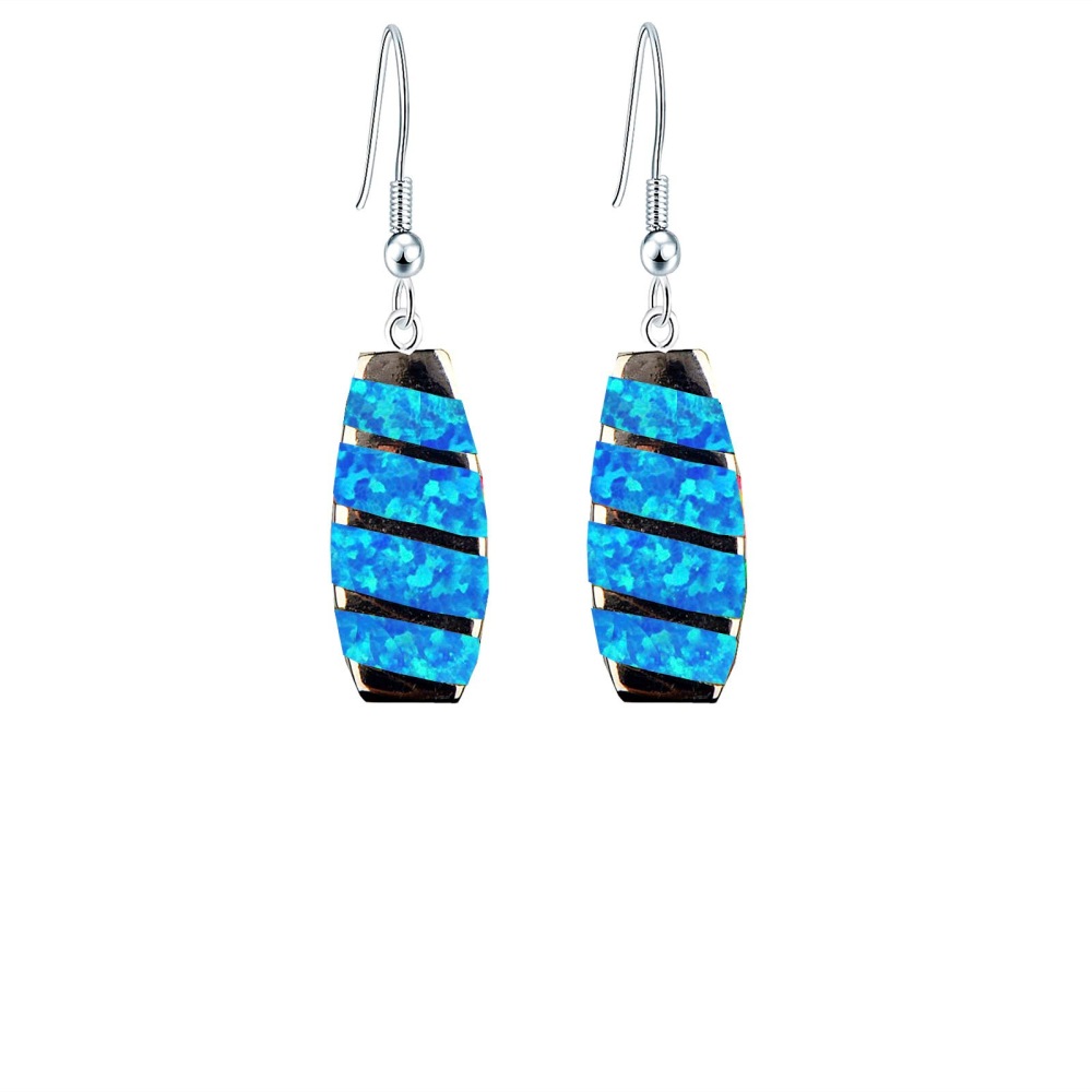 Colorful Women's Opal Long Rectangle Simple Style Jewelry Earrings Fashionable TikTok Ins European Style Jewelry Accessories