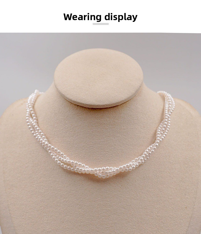 Heb Style Multi-Layer Pearl And Xiaomi Beads Necklace Classic Twisted Chain Layering Artistic Retro Clavicle Chain For Women