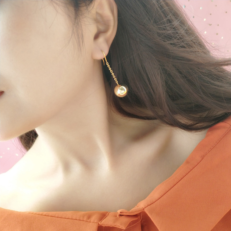 Elegant Silver Needle Metal Ball Stud Earrings Women's Fashion OL Style Simple Atmosphere Autumn Winter Jewelry Accessories