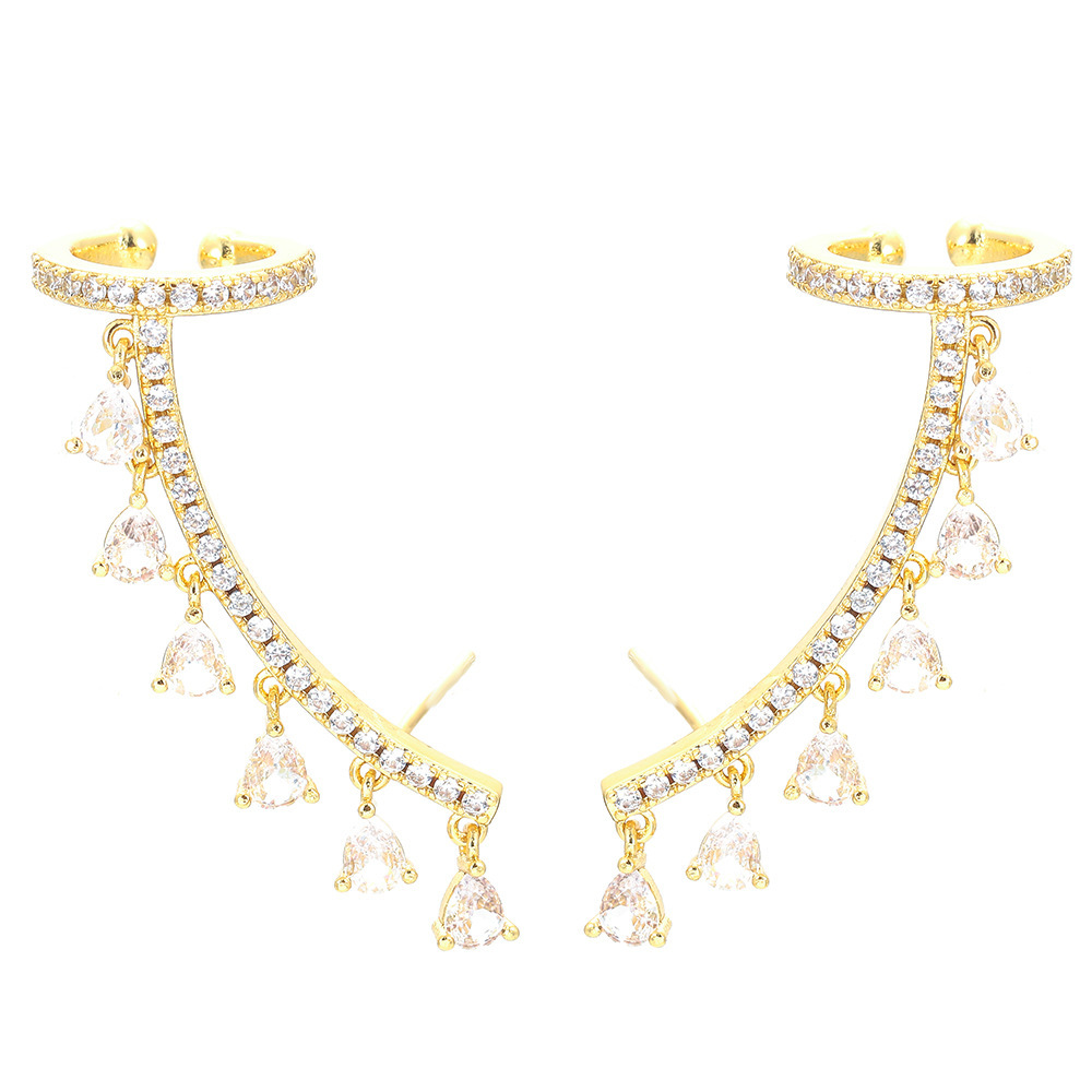Fashion Water Droplets Copper Earrings Inlay Zircon Copper Earrings