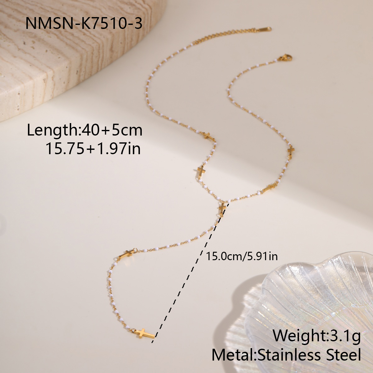 Fashion Trend 304 Stainless Steel Jewelry Tassel Cross Necklace Accessories For Women Long Light Luxury High-End Clavicle Chain