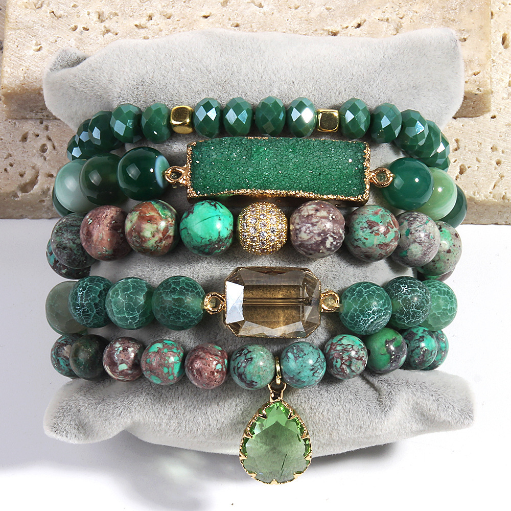 Simple Style Classic Style Geometric Natural Stone Beaded Chain Bracelets In Bulk