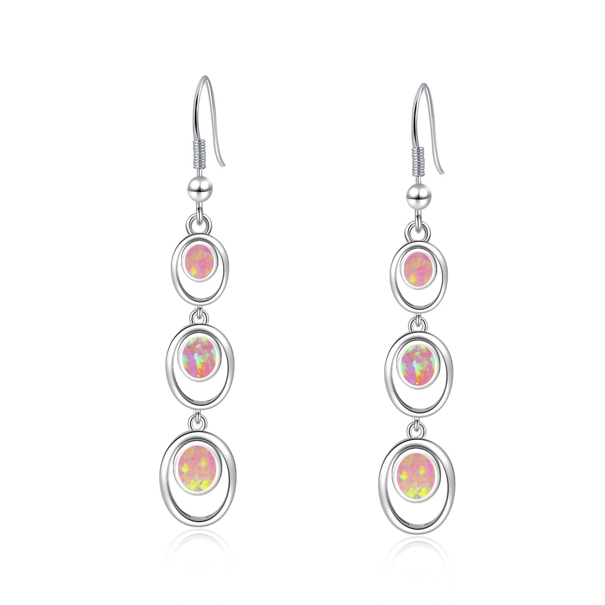 Simple Round Opal Dangle Earrings  Style TikTok Ins Fashion Peruvian Opal Drop Earrings Jewelry Accessories