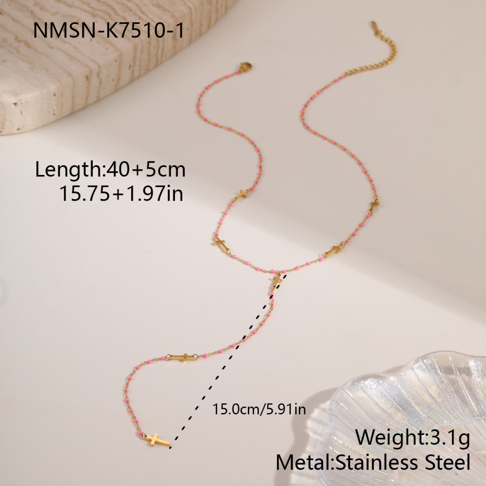 Fashion Trend 304 Stainless Steel Jewelry Tassel Cross Necklace Accessories For Women Long Light Luxury High-End Clavicle Chain