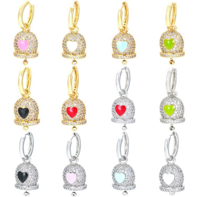 Fashion Bell Copper Drop Earrings Plating Inlay Zircon Copper Earrings