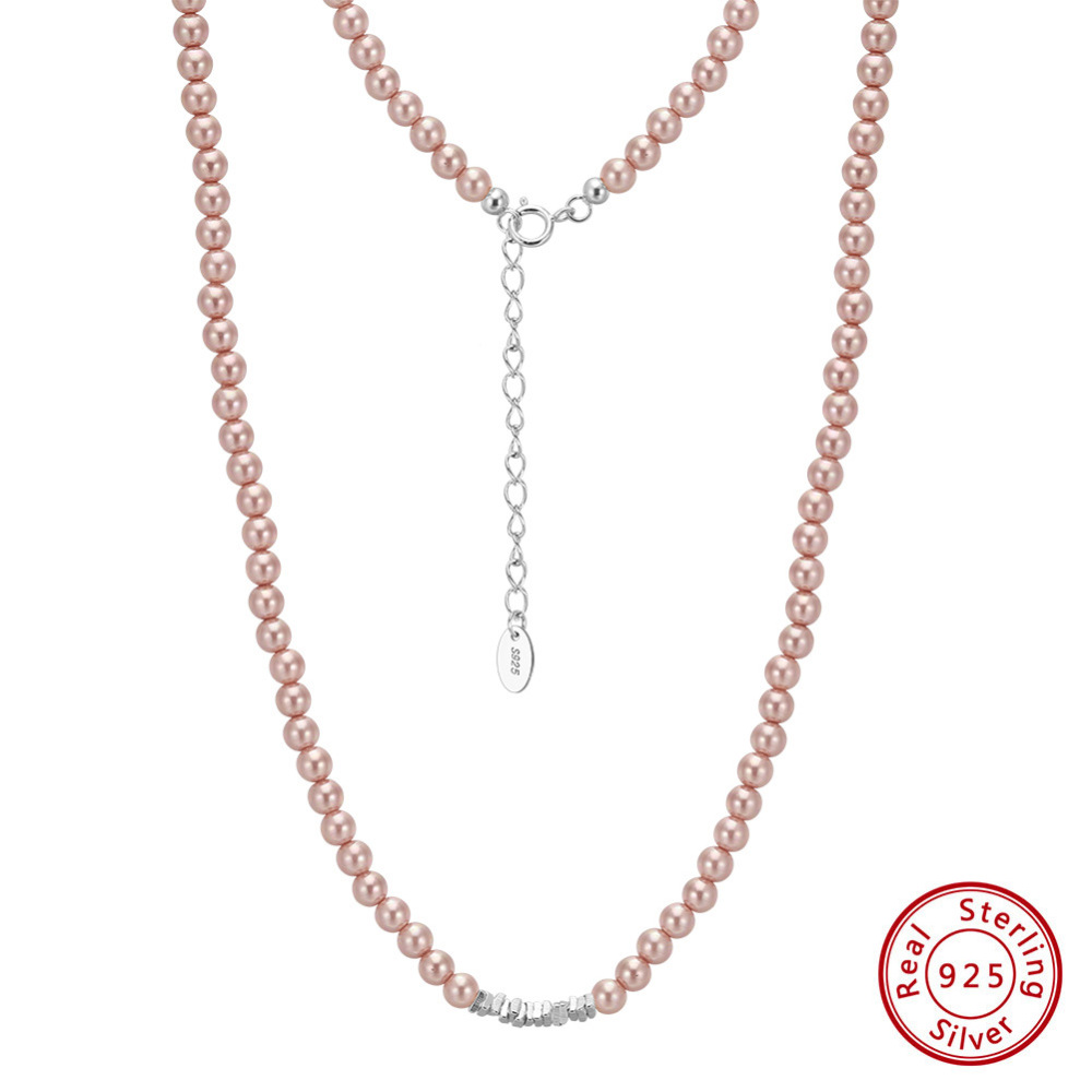 925 Sterling Silver Silver Pendant Necklace For Women December Birthstone Geometric Enamel Charm Jewelry Accessories