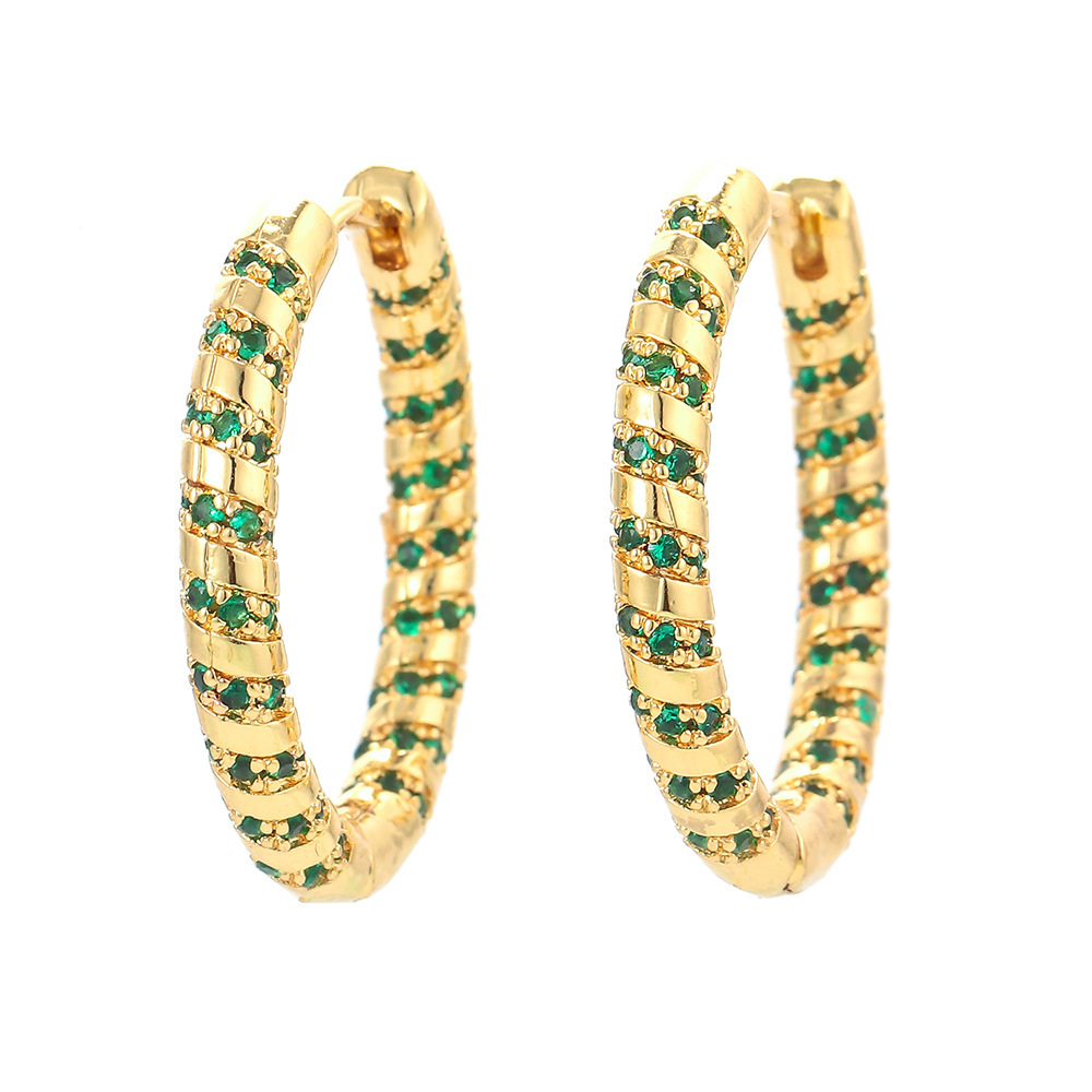 Fashion  Striped Circle Zircon Copper Earring