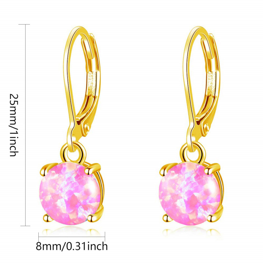 Simple Round Opal Earrings TikTok Ins  Style Jewelry Accessories Copper Material Holiday Style