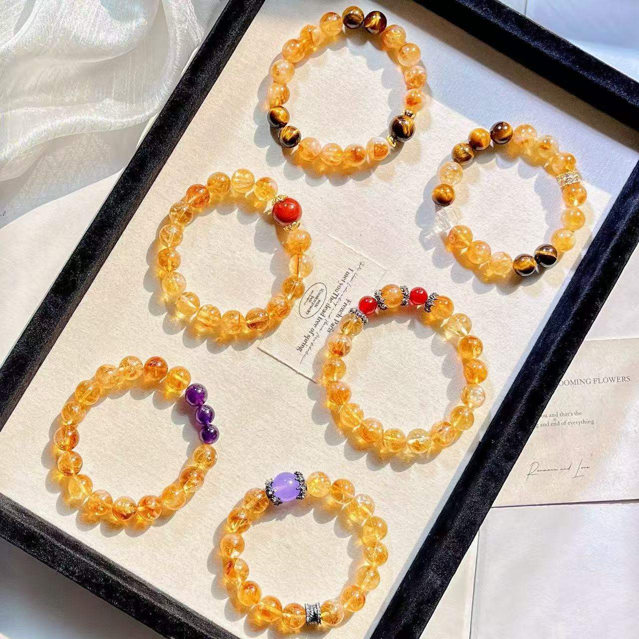 Natural High Quality Yellow Crystal Tiger Eye Stone South Red Bracelet Hand Chain White Crystal Jewelry Accessories For Women