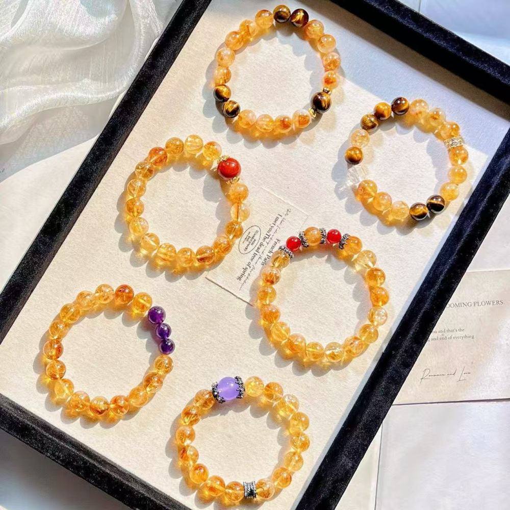 Natural High Quality Yellow Crystal Tiger Eye Stone South Red Bracelet Hand Chain White Crystal Jewelry Accessories For Women
