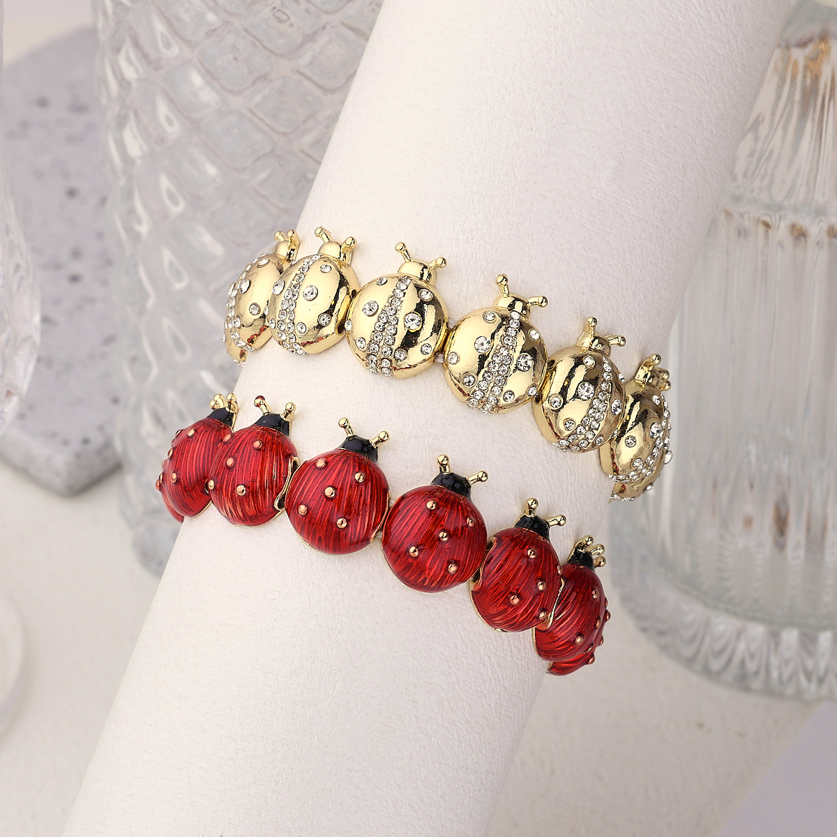 Copper Plated 18K Gold Bug Elastic Rope Bracelet Fashionable Outdoor Selfie Lawn Red Gold Colored Women's Hand Jewelry
