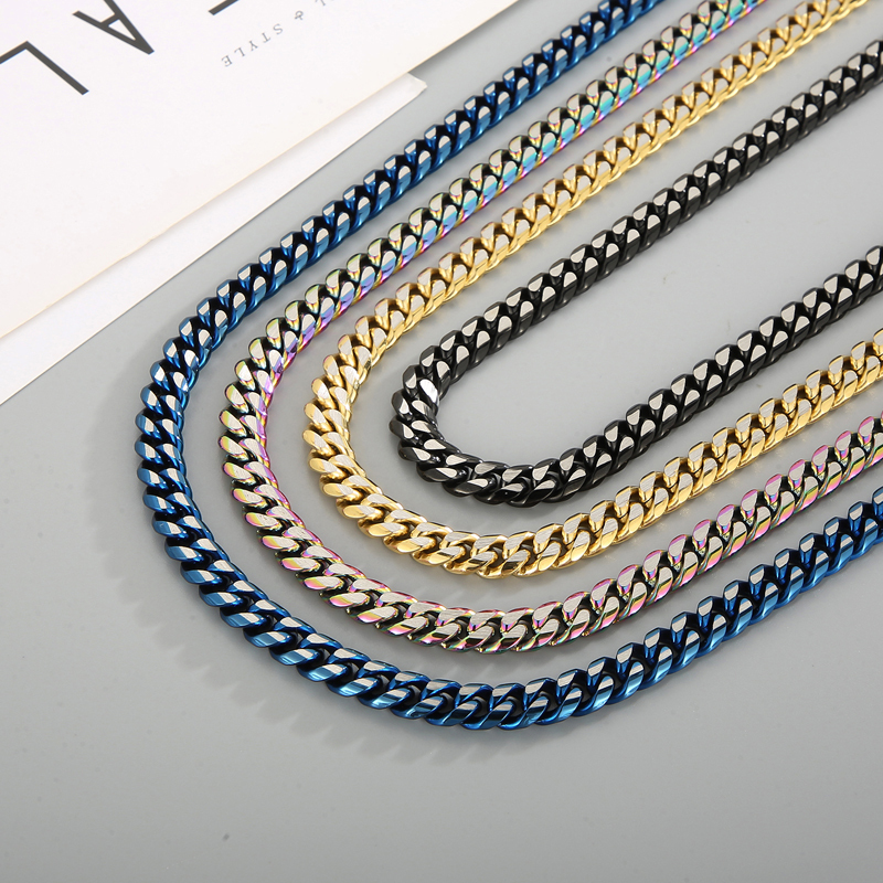 304 Stainless Steel Solid Color PVD Coated 18K Real Gold Plated Fashion Waterproof Non Tarnish Plating Colorful Gold Black Bracelets Necklace