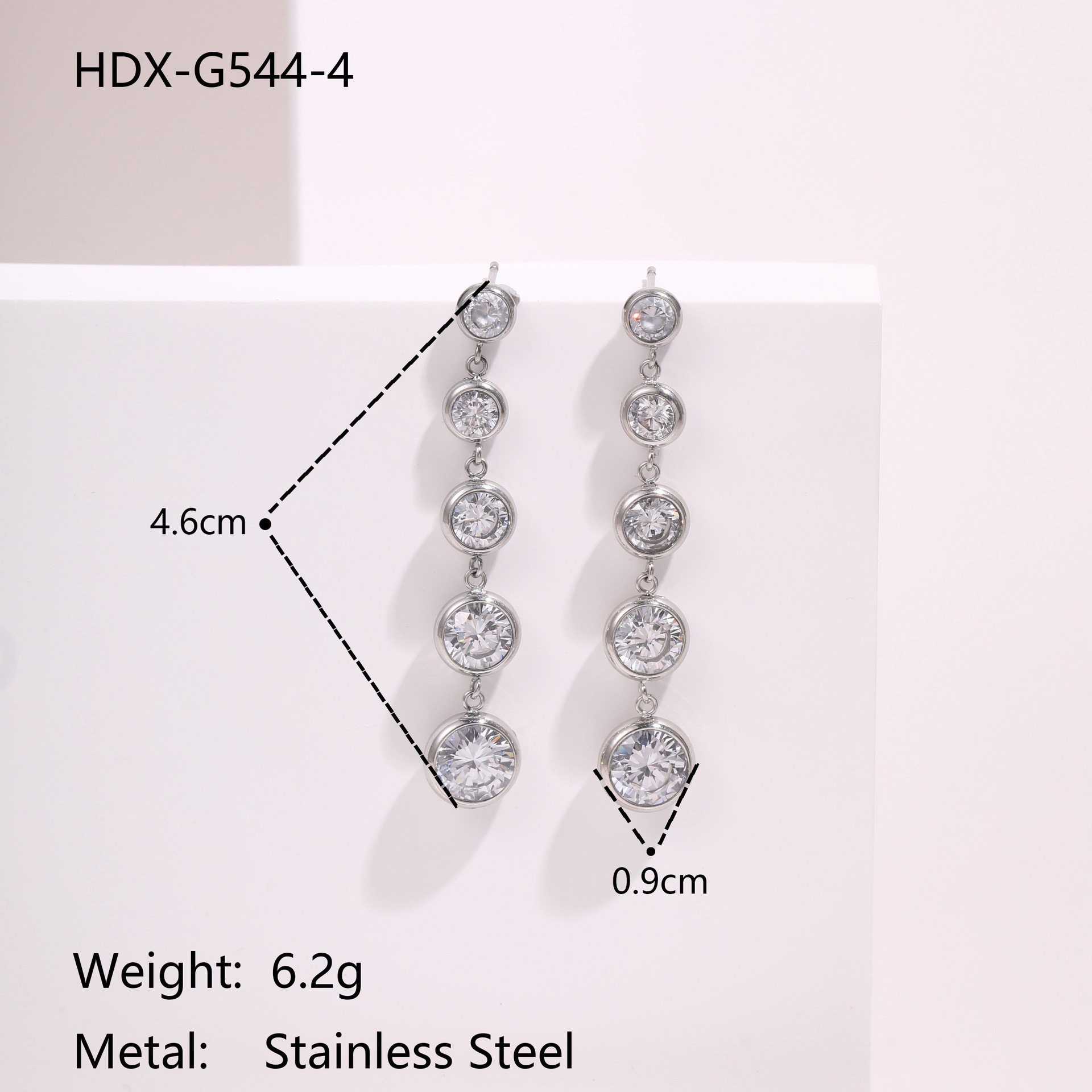 Zircon Series Luxury Stainless Steel Earrings Gold Plated 18K Elegant Geometric Pattern Women's Fashion Jewelry Accessories