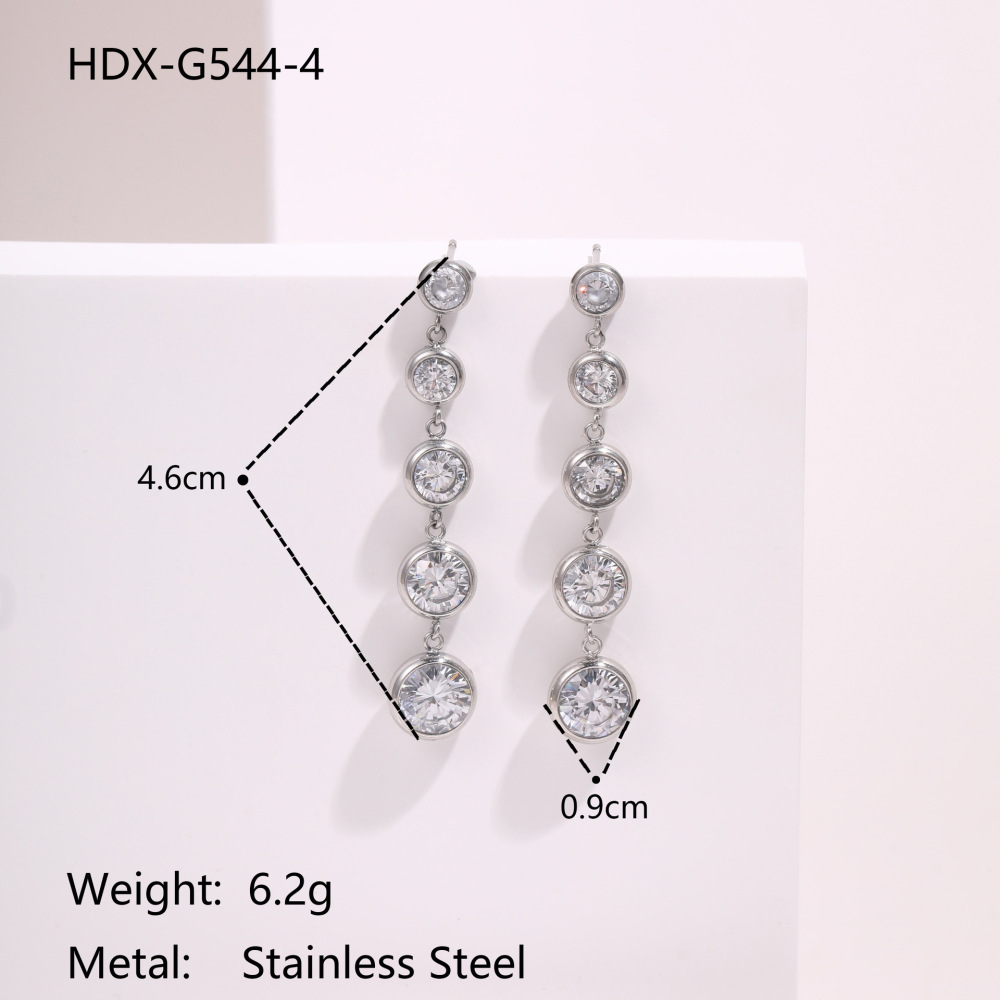 Zircon Series Luxury Stainless Steel Earrings Gold Plated 18K Elegant Geometric Pattern Women's Fashion Jewelry Accessories