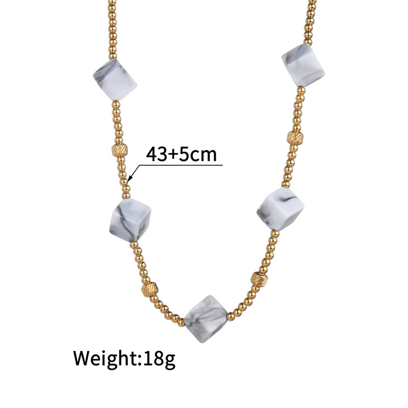 Bohemian Style Geometric Pattern Geometric Block Necklace New Retro High-end 304 Stainless Steel Titanium Steel Women's Jewelry Accessories