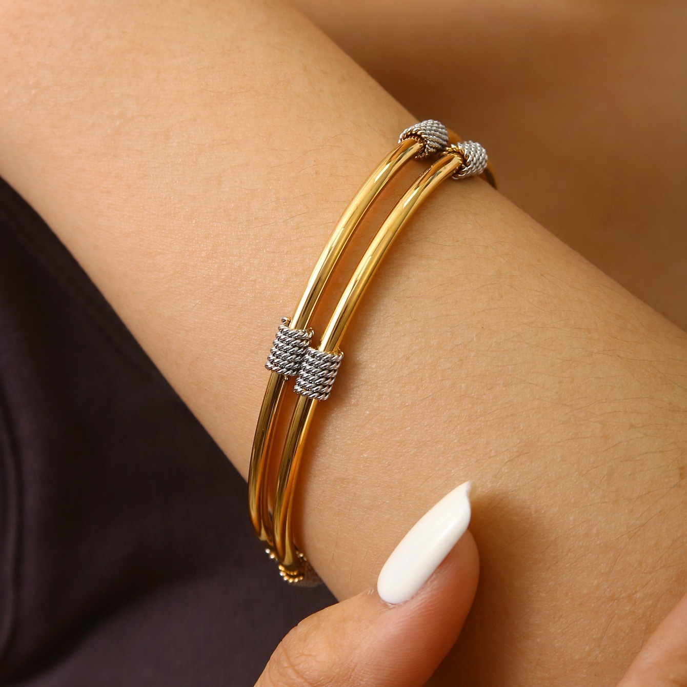 Fashionable Simple High-Grade Geometric Spiral Bracelet Women's Elegant Charm Stainless Steel 18K Gold Plated All-Match Wholesale