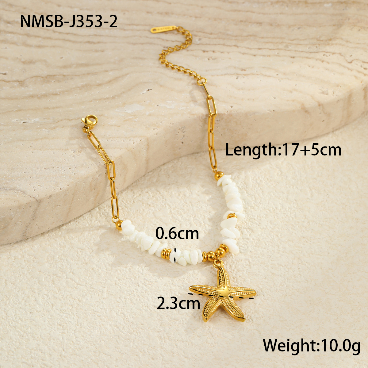 Style Beach Ocean Style Shell Necklace, Starfish Shell Pendant, Titanium Steel Material, 18K Plating Ornament, Bracelet Style