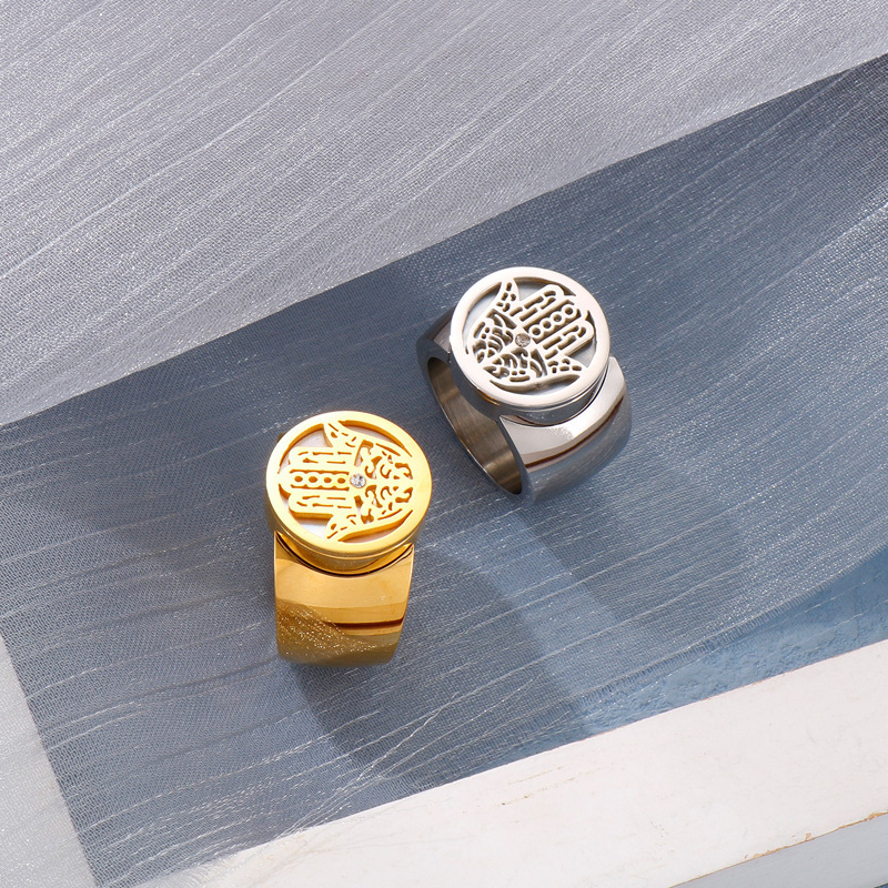 PVD Coated 18K Gold Plated Geometric Titanium Steel Fashion Waterproof Non Tarnish Rings