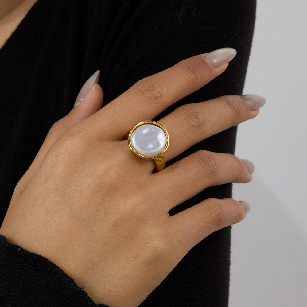 Real Gold Plated 316 Stainless Steel  PVD Coated Geometric Waterproof Non Tarnish Casual Vacation Simple Style Rings For Women's