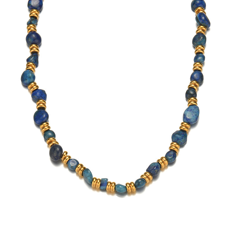 Vintage Natural Stone Beaded Necklace Short Irregular Design Geometric Mixed Material Women's Jewelry Accessories