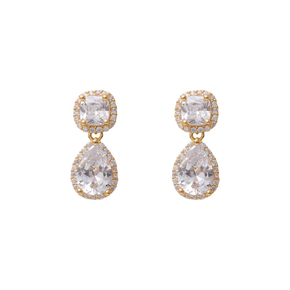 Slimming Short Stylish Women's Earrings Super Shiny Elegant Fashionable Jewelry Accessories Geometric Pattern Copper Material