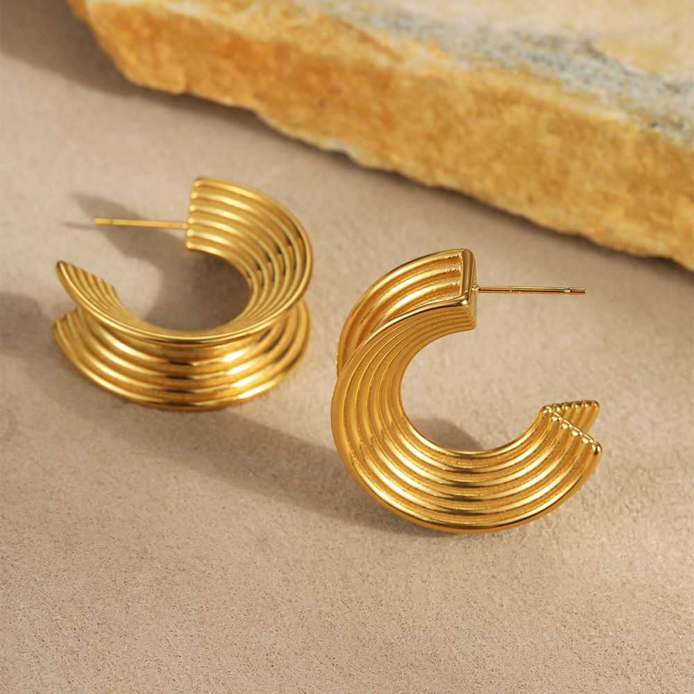 Fashionable Titanium Steel Hoop Earrings Stainless Steel Non-fading Simple French Style Women's Jewelry Accessories