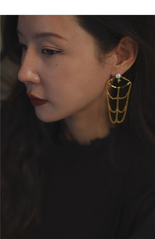 Original Design Net Starlight Pearl Gold Plated Earrings Women's Elegant High-End Feel New Style Fashion Jewelry Accessories