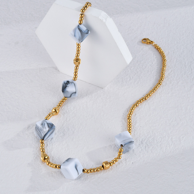 Bohemian Style Geometric Pattern Geometric Block Necklace New Retro High-end 304 Stainless Steel Titanium Steel Women's Jewelry Accessories