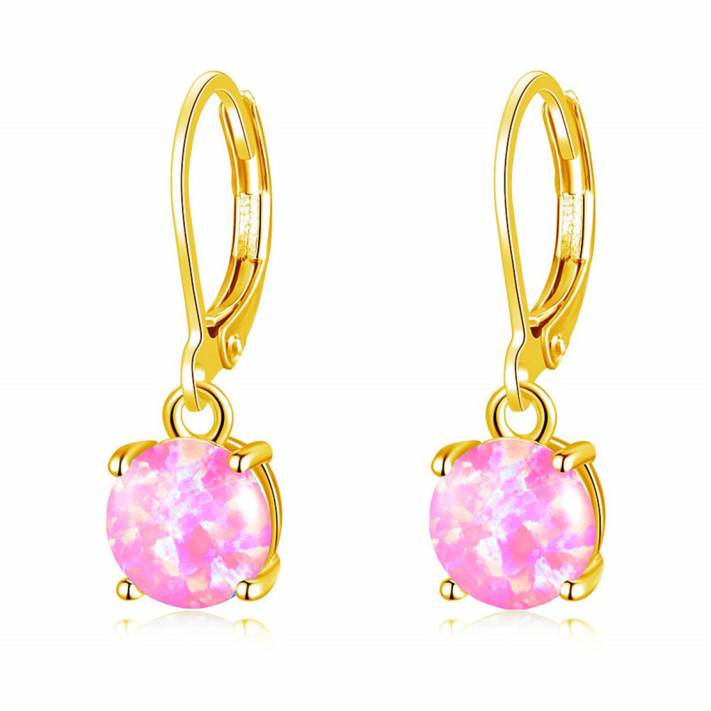 Simple Round Opal Earrings TikTok Ins  Style Jewelry Accessories Copper Material Holiday Style