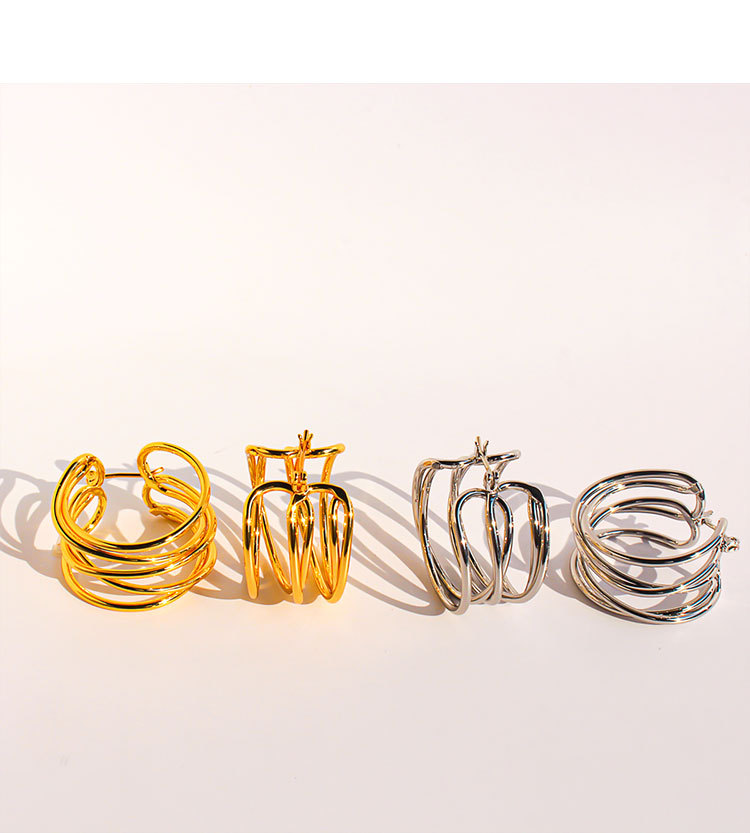 New Dongdaemun Fashionable Multi-Circle Line Round Hoop Earrings For Women Fashion Hollow Geometric Earrings Accessories 1109 Nordic Style