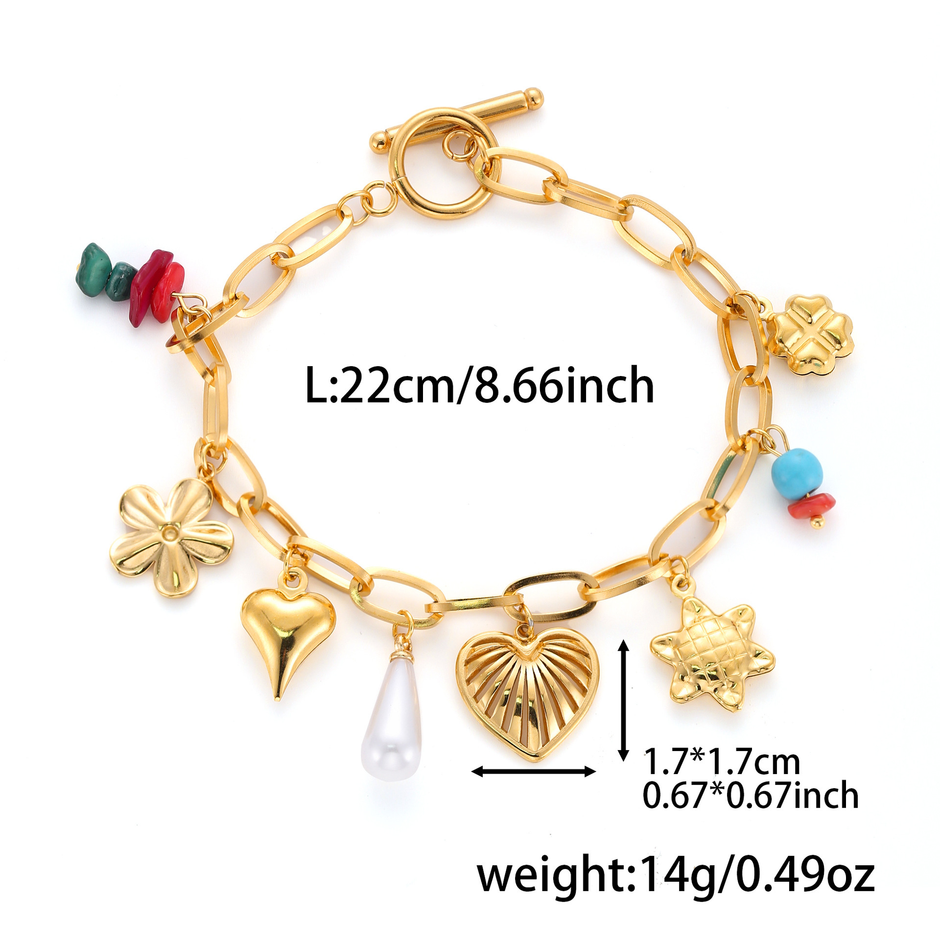 Best-Seller On  Vintage Court Style OT Buckle Multi-Element Flower Love Pendant Bracelet Special-Interest Design High-Grade Female