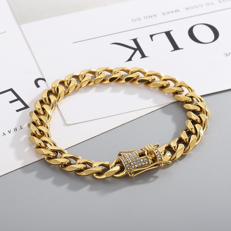 Fashion Geometric Titanium Steel Bracelets Inlay Rhinestones Stainless Steel Bracelets