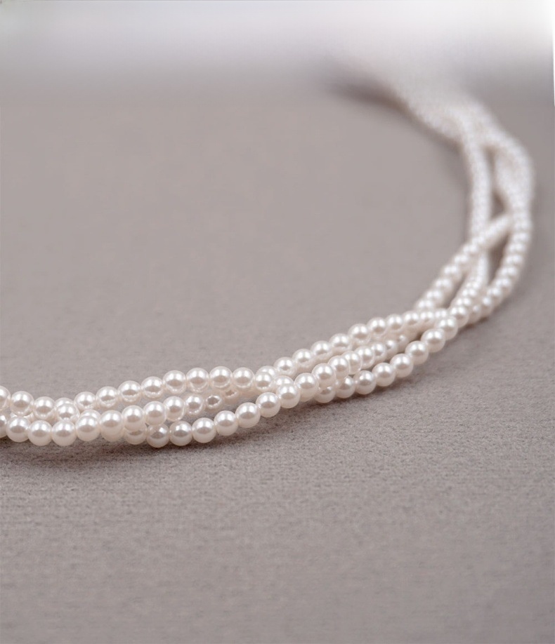 Heb Style Multi-Layer Pearl And Xiaomi Beads Necklace Classic Twisted Chain Layering Artistic Retro Clavicle Chain For Women