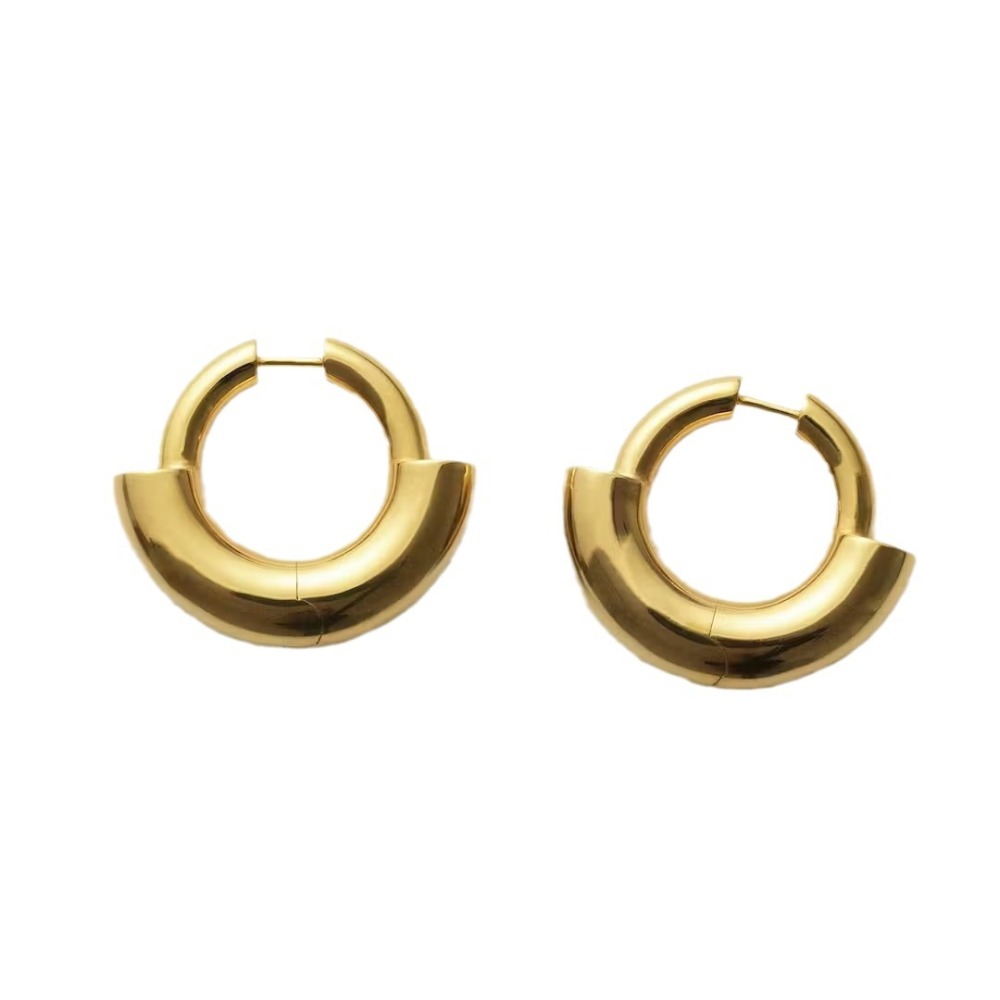Neutral Style Gold-Plated Copper Round Earrings Fashion OL Geometric Pattern Women's Jewelry Accessories 2024 New Model