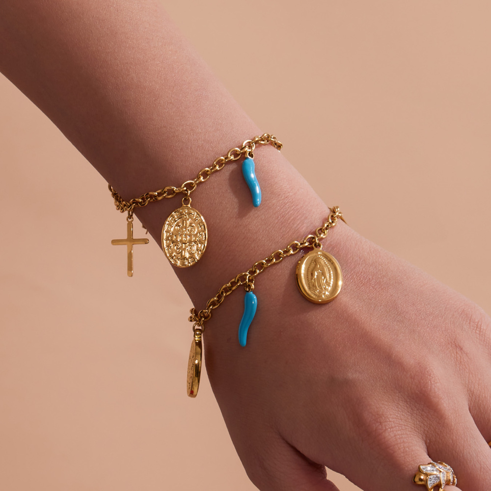 Stainless Steel DIY Multi-Accessories Necklace Bracelet Fashionable Versatile Luxury Jewelry Set Geometric Pattern Vacuum Plated