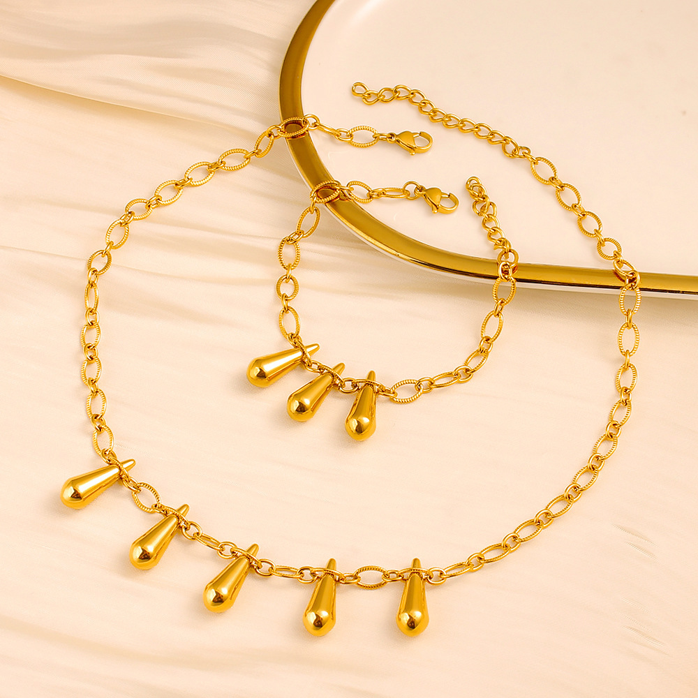 Elegant Titanium Steel Tassel Necklace For Women Butterfly Knot Lockbone Chain Jewelry Bracelet Non-Fading Luxury Style