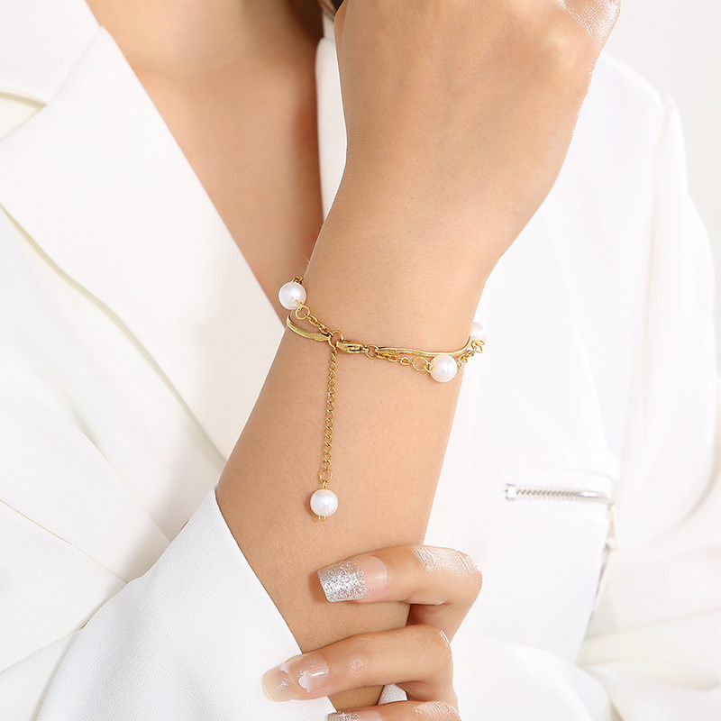 304 Stainless Steel Shell PVD Coated 18K Real Gold Plated Classic Style Waterproof Non Tarnish Patchwork Bracelets