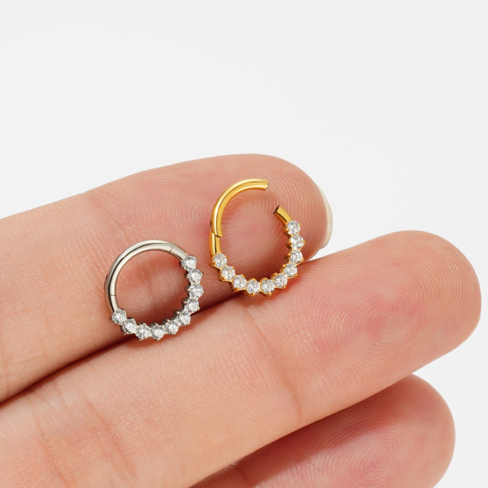 New G23 Titanium Alloy Women's Jewelry Claw Set Zircon Nose Ring Lip Ring Body Piercing Accessories Geometric Pattern Handmade