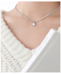 P105-Zircon Necklace P105 Steel Color