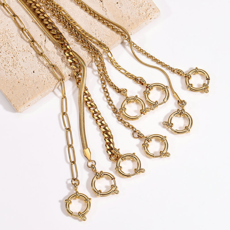 Minimalist Snake Bone Chain DIY Jewelry Stainless Steel 18K Gold Clasp Collarbone Chain Accessories