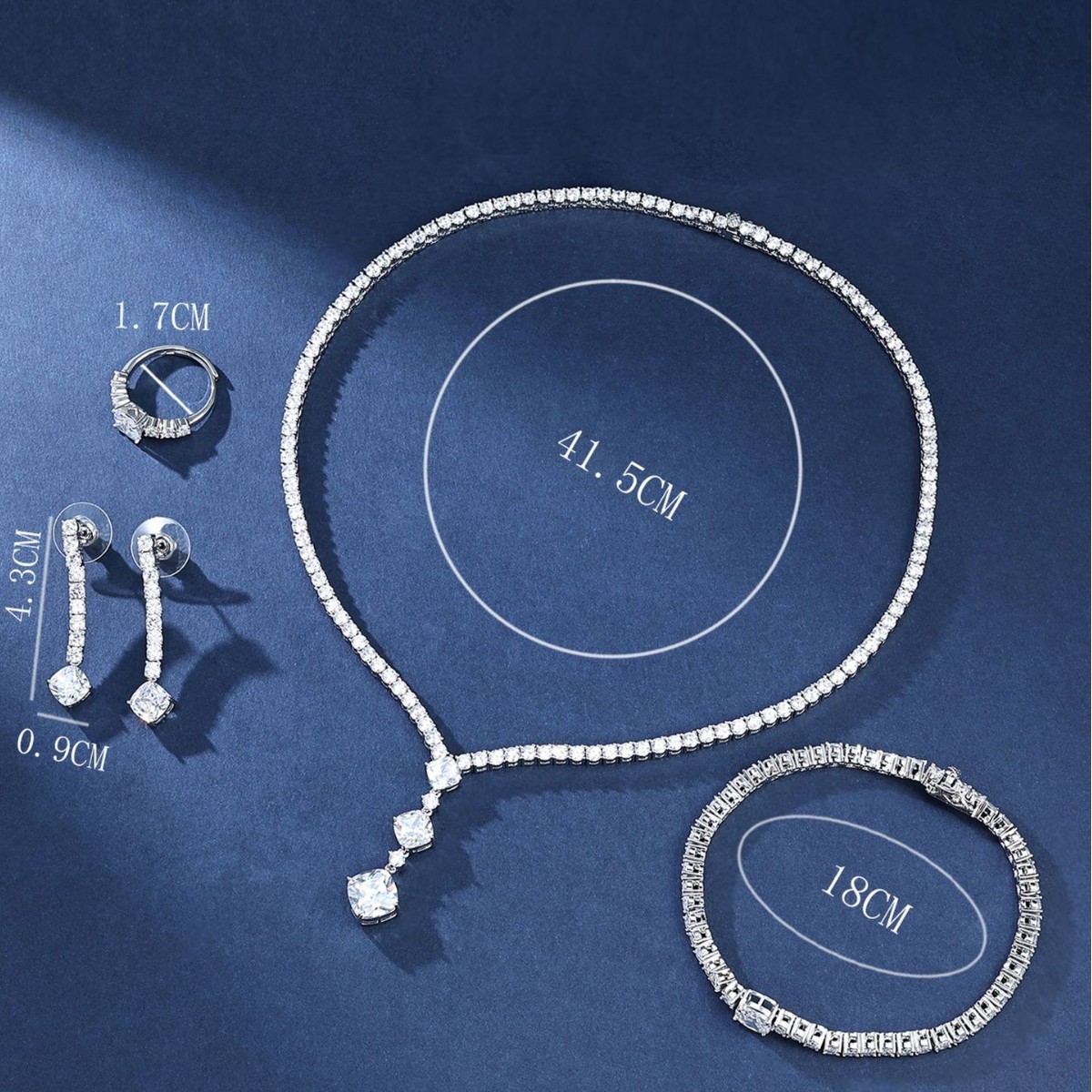 Luxurious Diamond Shaped Jewelry Set Original Design Wedding Celebration  Style Complete Four-Piece Kit