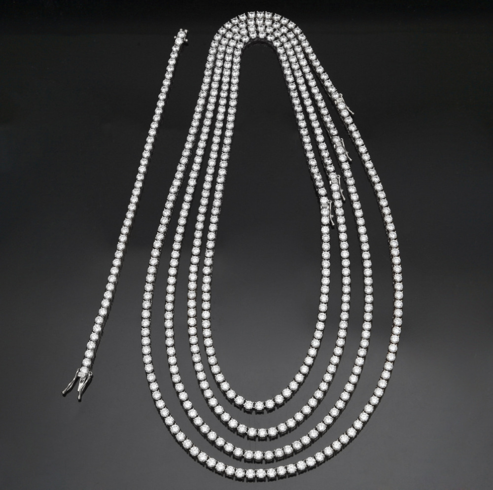 High-Quality 304 Stainless Steel Claw Setting 4mm Row Zircon Men's Tennis Chain Hip-Hop Jewelry Accessories Geometric Pattern Bracelet
