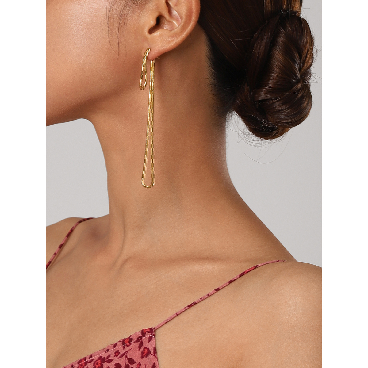 304 Stainless Steel Solid Color PVD Coated Real Gold Plated 18K Gold Simple Style Classic Style Waterproof Non Tarnish Plating Gold Drop Earrings