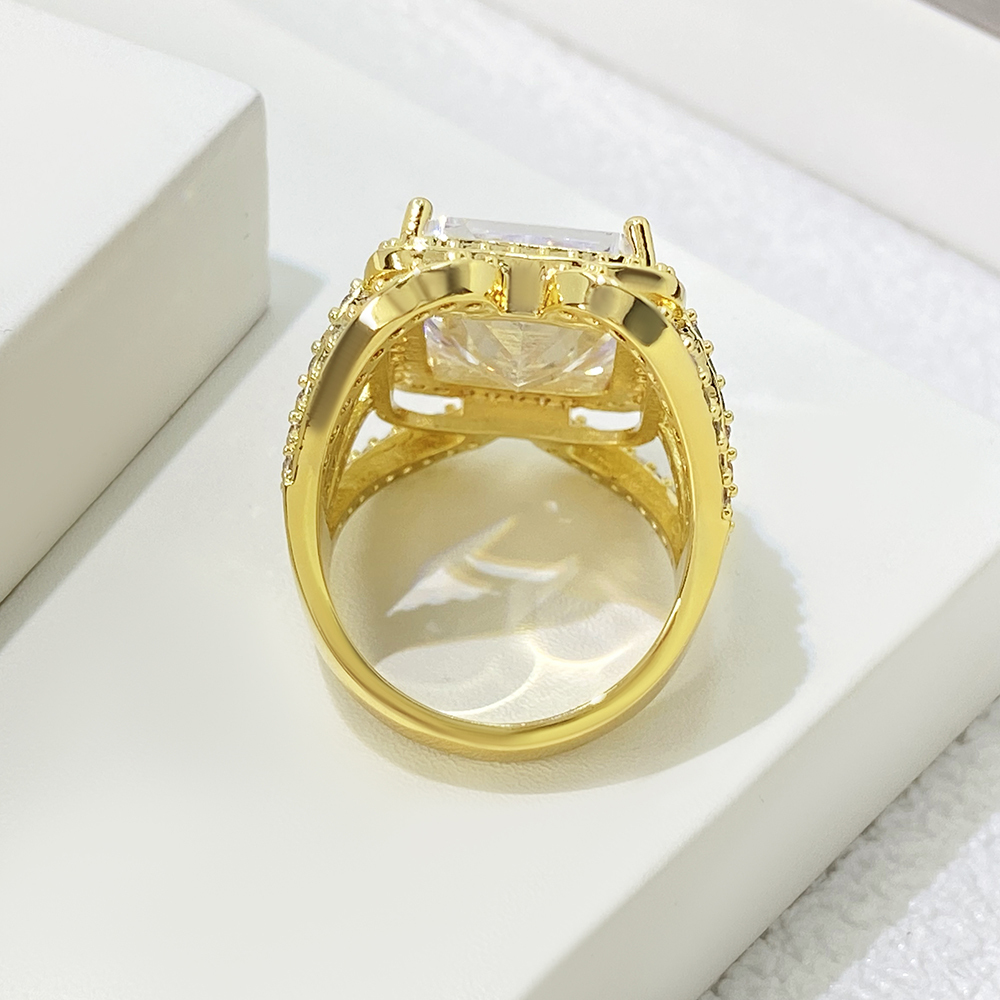 Luxury Super Large Princess Rectangular Ring Copper Plating 18K Jinhao Full Diamond Zircon Women's Bracelet Full Diamond Design Exquisite