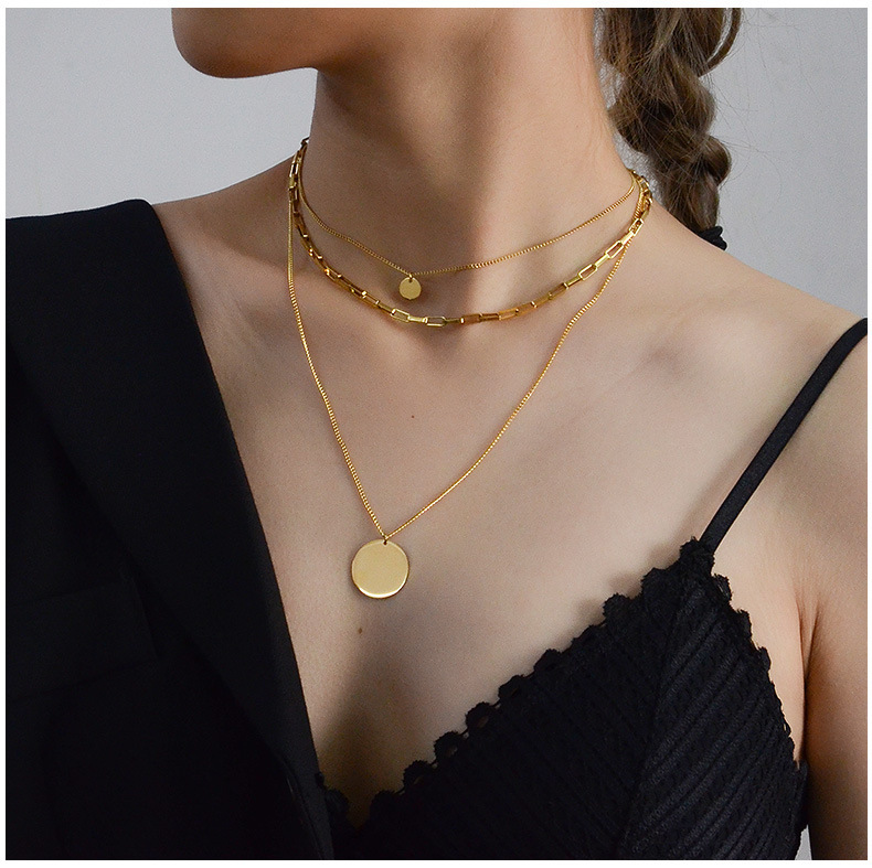 PVD Coated Real Gold Plated Geometric Titanium Steel Fashion Waterproof Non Tarnish Necklace